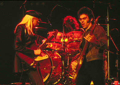 Photo of Johnny Winter, Jon Paris, Bobby Torello at Lorely Festival 1980 